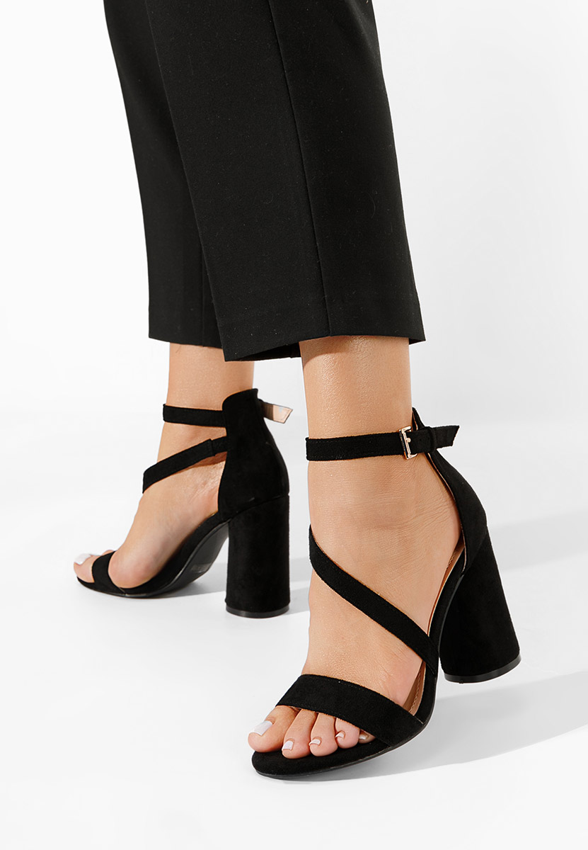 Sandales Grazia Talons Bas Taille UK 4 - En Daim Noir, Peep Toe, état Occasion